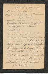 Nachlass Franz Steindachner, Brief von Louis Gal an Franz Steindachner (08.03.1911), Inv.Nr. 149.13, Seite 1